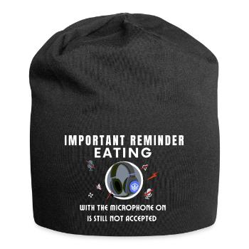 Essen mit eingeschaltetem Mikrofon - Jersey-Beanie - Schwarz - Vorne