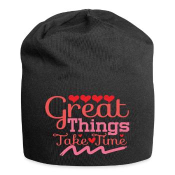 Great Things Take Time - Jersey-Beanie - Schwarz - Vorne