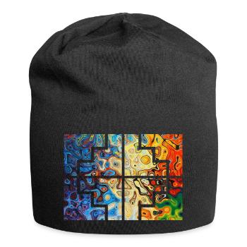 Geometrische Farben - Jersey-Beanie - Schwarz - Vorne