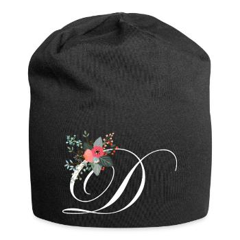 Lettre d fleuris - Bonnet en jersey - noir - Devant