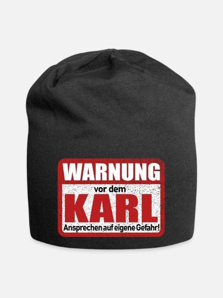 Karl Name Lustiges Warnschild - Jersey-Beanie - Schwarz