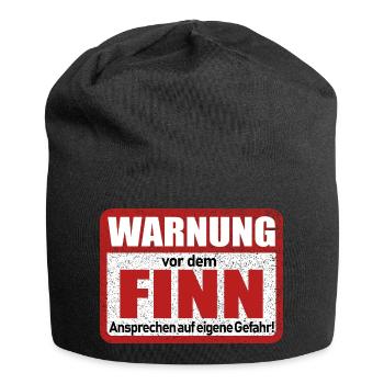 Finn Name Lustiges Warnschild - Jersey-Beanie - Schwarz - Vorne