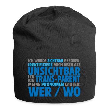Unsichtbar Transparent Wer Wo | Farben änderbar - Jersey-Beanie - Schwarz - Vorne