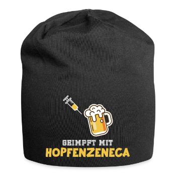 Vaccinated with Hopfenzeneca Beer Funny Vaccination - Jersey Beanie - black - Front