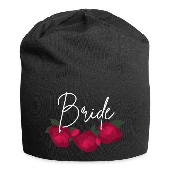 Minimalist red flower bridle - Jersey Beanie - black - Front