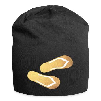 Slippers Flip Flops Gold Glamping Luxury Beach - Jersey Beanie - black - Front