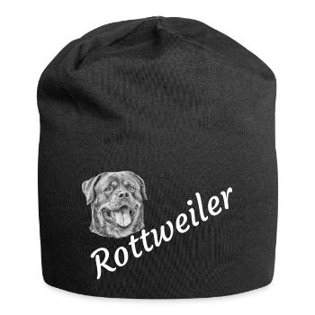 Rottweiler, chiens, tête de chien, chien de garde, chien de race, - Bonnet en jersey - noir - Devant