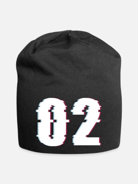Zwei 2 Two 02 Zahl Effekt Verzerrt Nummer - Jersey-Beanie - Schwarz