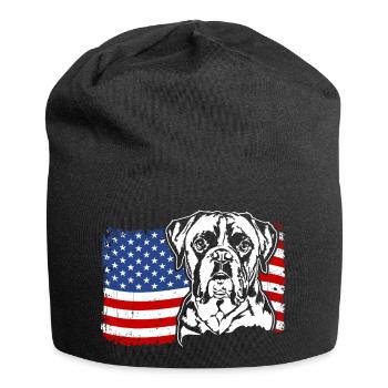 Boxer US Amérique Drapeau Chiens Chien Wilsigns - Bonnet en jersey - noir - Devant