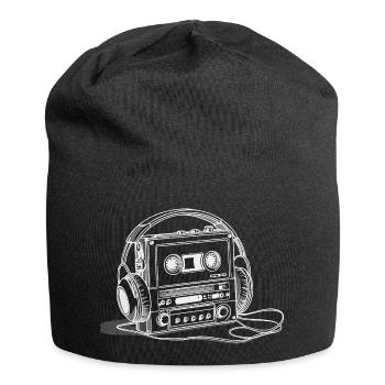 Cassette recorder with headphones - 80s vibes - Jersey Beanie - black - Front