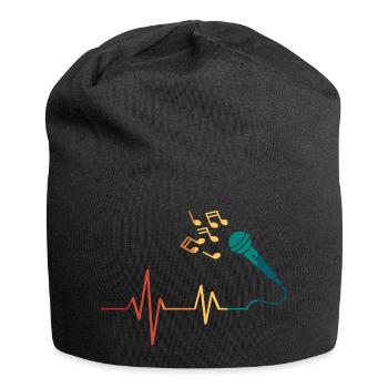 Battement de cœur microphone  - Bonnet en jersey - noir - Devant