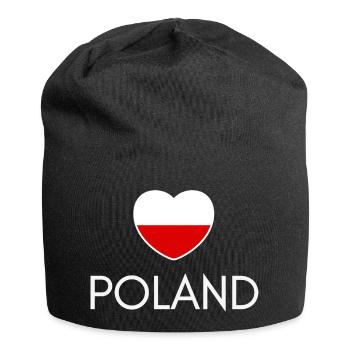 Herz mit polnischer Flagge, polnischer Stolz - Jersey-Beanie - Schwarz - Vorne