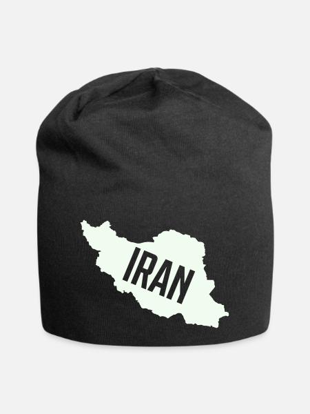 Iran Karten Typo - Jersey-Beanie - Schwarz