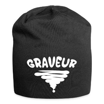 Emblème tourbillonnant du graveur - Bonnet en jersey - noir - Devant