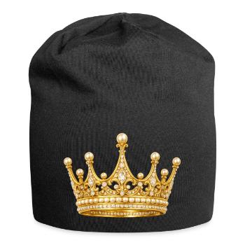 Golden royal crown with pearls - Jersey Beanie - black - Front