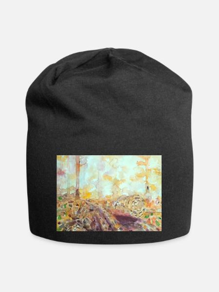 Paysage aquarelle forestier automne - Bonnet en jersey - noir