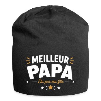 Meilleur Papa élu par ma fille - Bonnet en jersey - noir - Devant