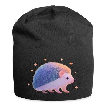 Hedgehog with stars - Jersey Beanie - black - Front