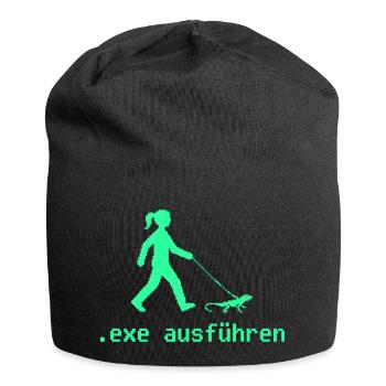 EXE AUSFÜHREN Lustiges Nerd IT Pixel Echse Design - Jersey-Beanie - Schwarz - Vorne