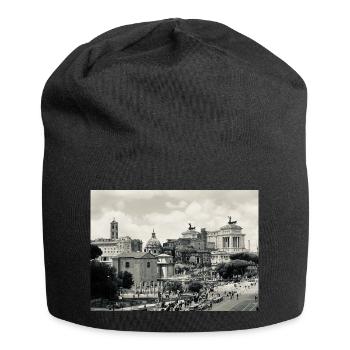 Rome sépia : Colisée et place - Bonnet en jersey - noir - Devant
