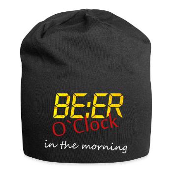 Beer O'Clock am Morgen. Bierspruch. Saufen - Jersey-Beanie - Schwarz - Vorne