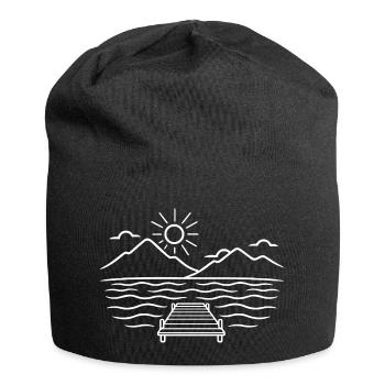 Minimalist wooden walkway on the mountain lake - Jersey Beanie - black - Front