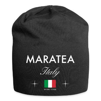 Maratea Italy Coordinates Travel Souvenir - Jersey Beanie - black - Front