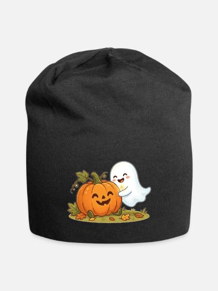 Süßer Geist mit Kürbis Herbst Halloween  - Jersey-Beanie - Schwarz