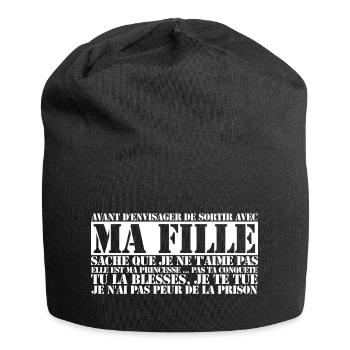 Avant d'envisager de sortir avec ma fille ... - Bonnet en jersey - noir - Devant