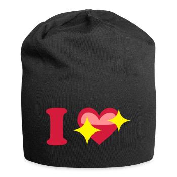 I love - Jersey-Beanie - Schwarz - Vorne