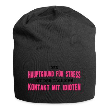 Hauptgrund für Stress - Jersey-Beanie - Schwarz - Vorne