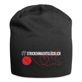 Stricken macht glücklich - Jersey-Beanie - Schwarz - Vorne