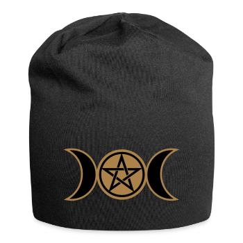 Pentacle, Pentagramme- lune triple Wicca, amulette - Bonnet en jersey - noir - Devant