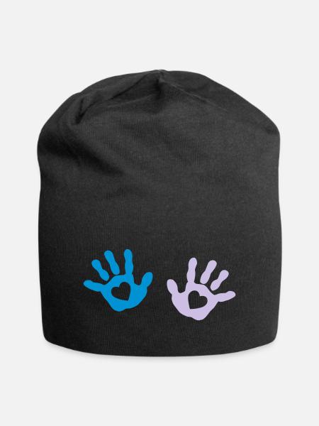 Baby - Handabdruck - Herz - Jersey-Beanie - Schwarz