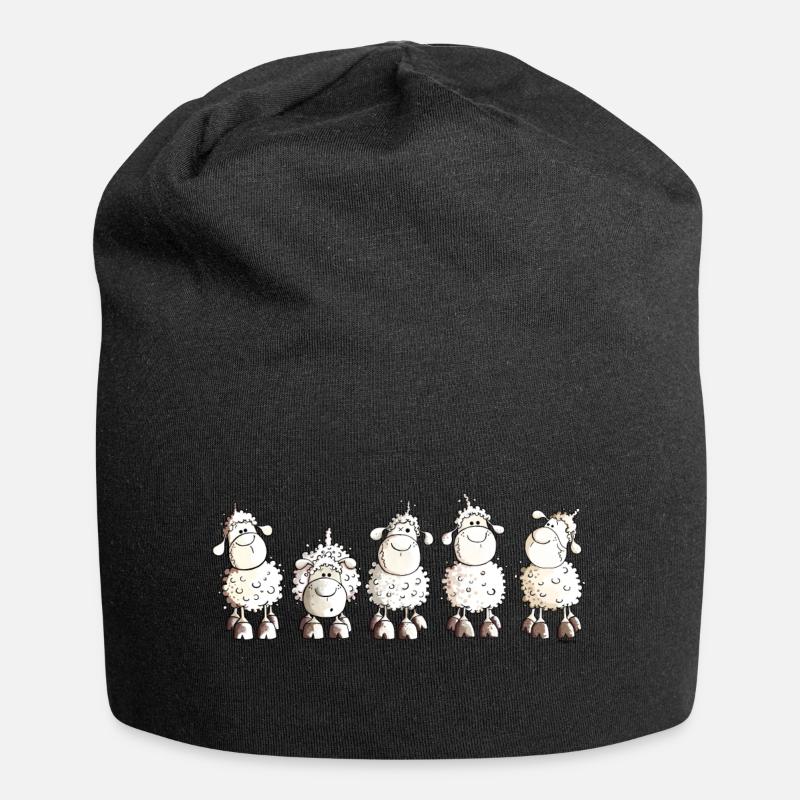Funny Sheep - Moutons - Mouton - Bonnet en jersey - noir