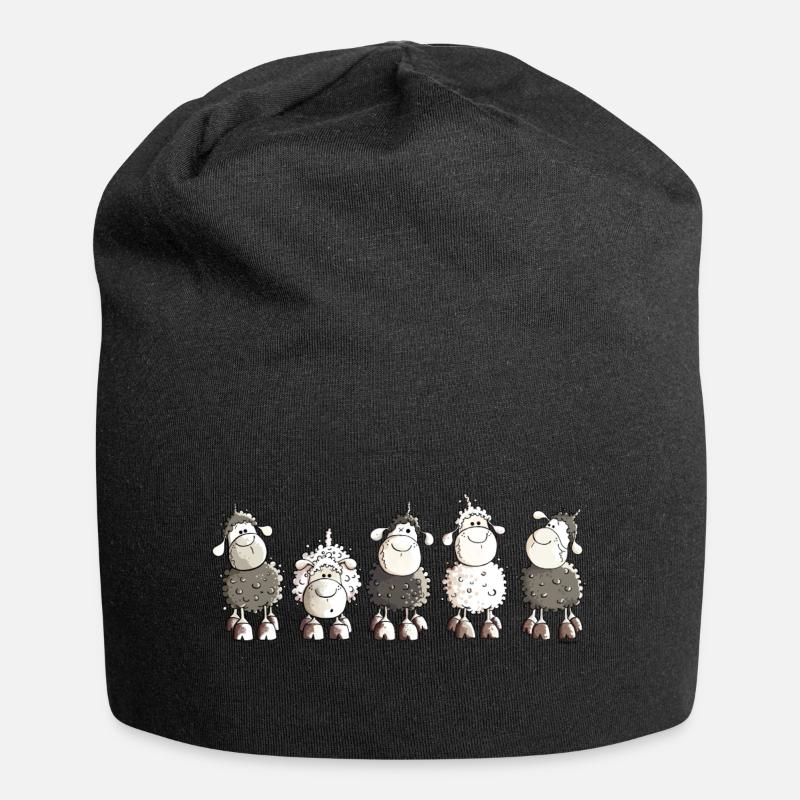 Funny Sheep - Schaf - Schafe - Jersey-Beanie - Schwarz