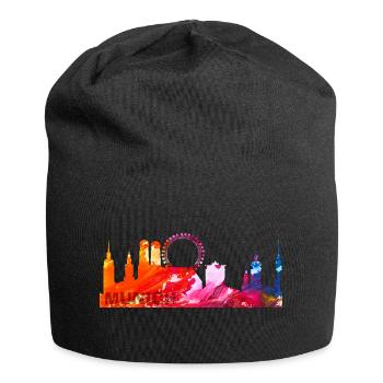 Munich, München Skyline, Bayern, Deutschland - Jersey-Beanie - Schwarz - Vorne
