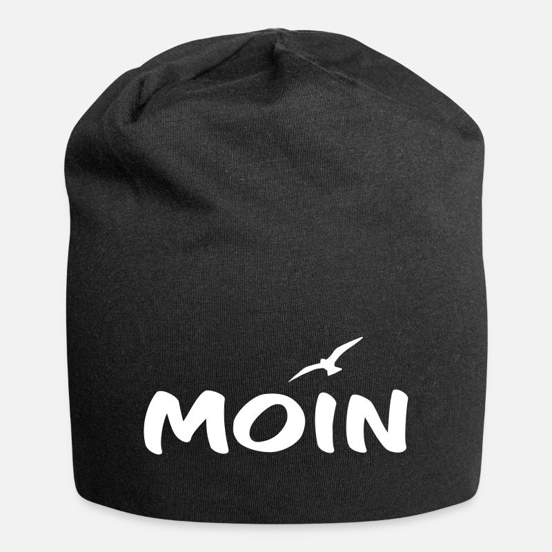 Moin mit Möwe weiß - Jersey-Beanie - Schwarz