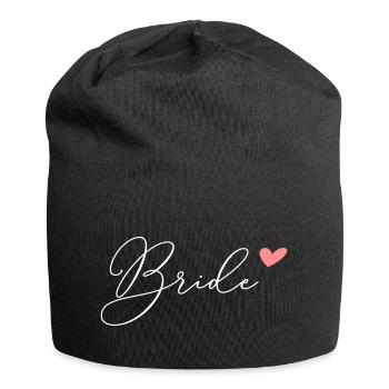 Équipe mariée coeur 1 - Bonnet en jersey - noir - Devant