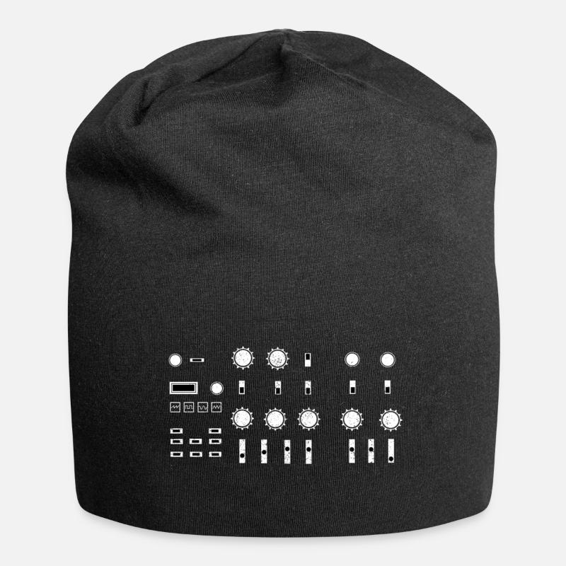 Synthesizer Synth Audio Analog Waves - Jersey Beanie - black