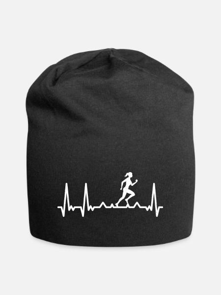 Running Heartbeat coureur battement de coeur Sport Puls - Bonnet en jersey - noir