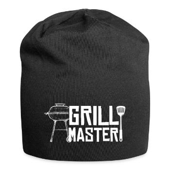 grillen grillmeister chillen grill fleisch bier - Jersey-Beanie - Schwarz - Vorne