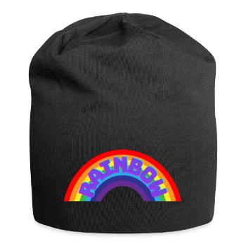 Regenbogen - Jersey-Beanie - Schwarz - Vorne
