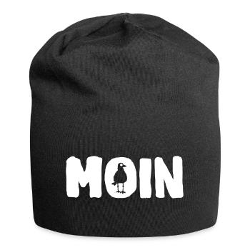 Moin | die Möwe - Jersey-Beanie - Schwarz - Vorne