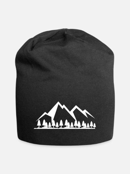 Berge und Wald - Jersey-Beanie - Schwarz