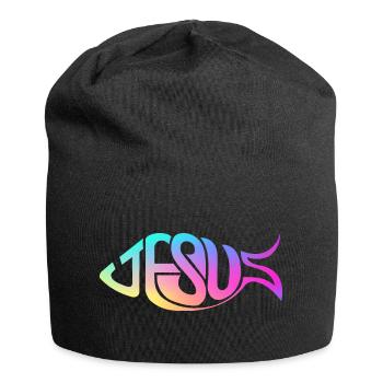 Jesus Fish Rainbow - Jersey Beanie - black - Front