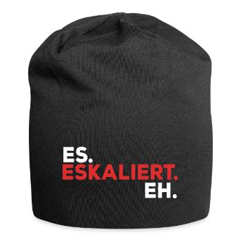 It escalates for techno parties and festivals - Jersey-Beanie - Schwarz - Vorne