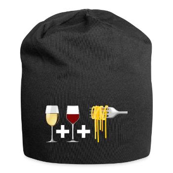 Vin rouge et Vin blanc et Pâtes - Bonnet en jersey - noir - Devant