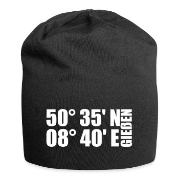 Gießen Koordinaten - Jersey-Beanie - Schwarz - Vorne