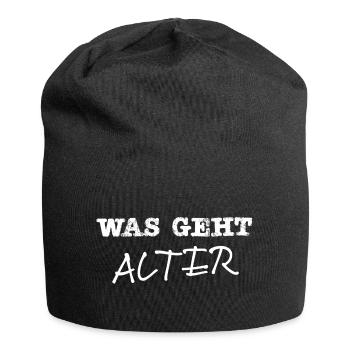 Was geht Alter weiss - Jersey-Beanie - Schwarz - Vorne